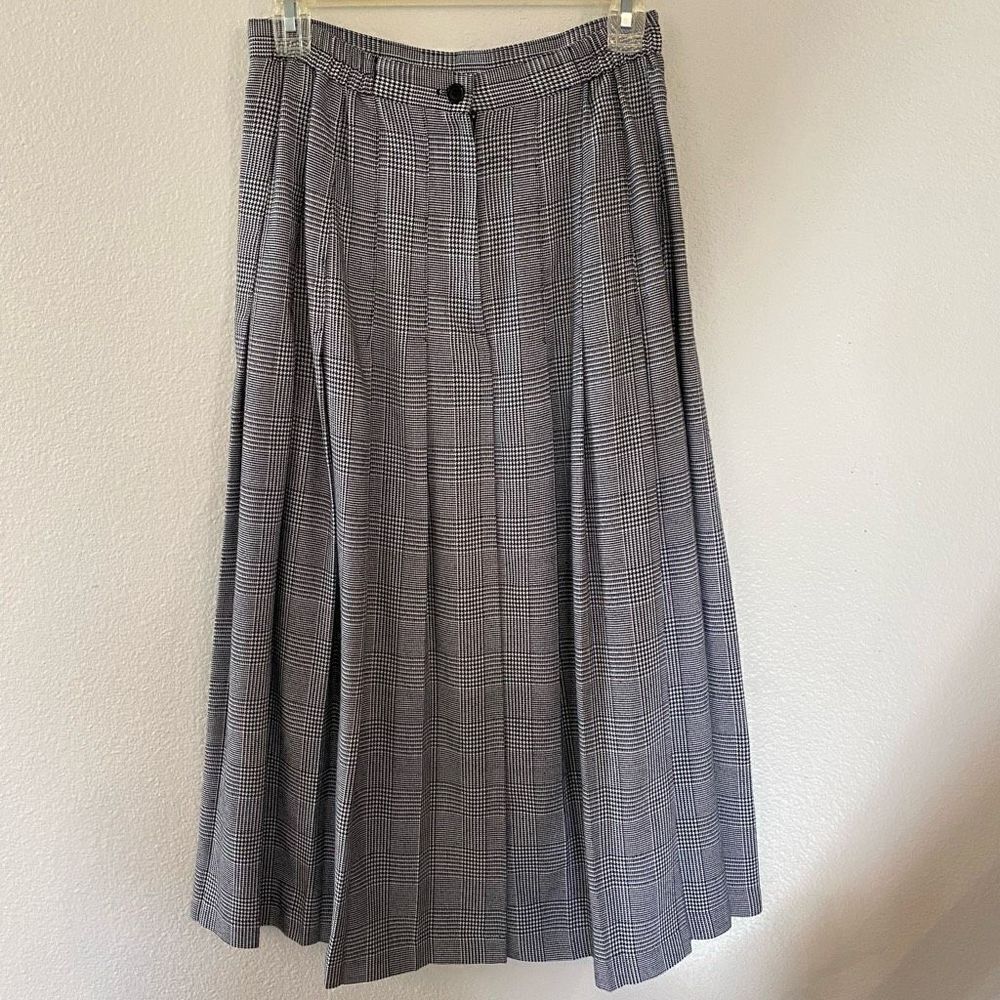 Vintage Classic Plaid Pleated Midi Skirt